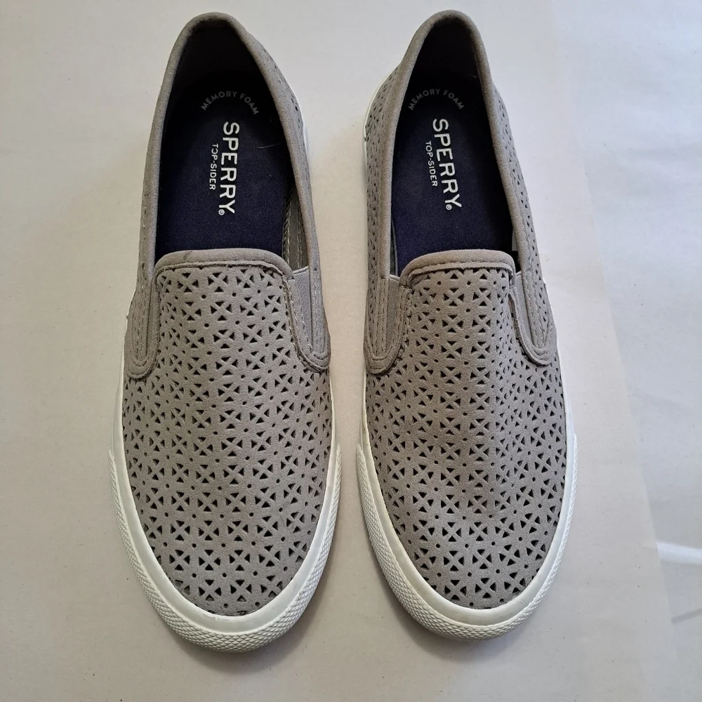 Sperry Grey Suede Slip On Shoes Size 6.5